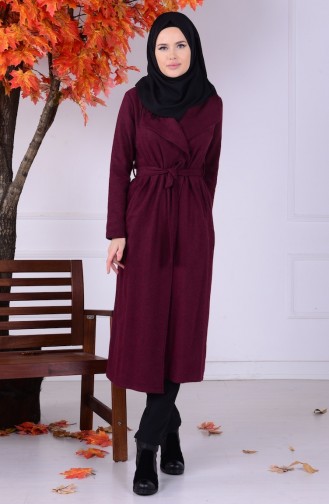 Şal Yaka Kaban 2112-02 Bordo