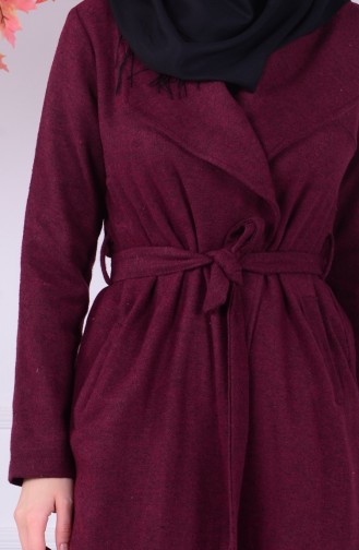 Şal Yaka Kaban 2112-02 Bordo