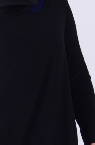 Tunika mit Chiffon Detail 6013-01 Schwarz 6013-01