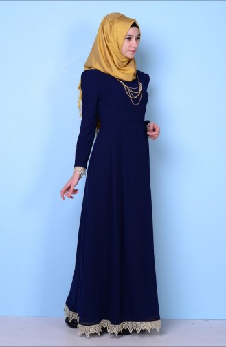 Navy Blue Hijab Dress 2540-15