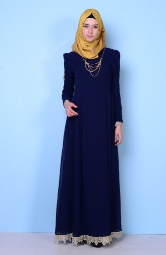 Dunkelblau Hijab Kleider 2540-15