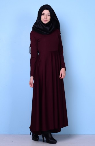 Claret Red Hijab Dress 2096-06