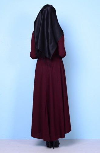 Weinrot Hijab Kleider 2096-06