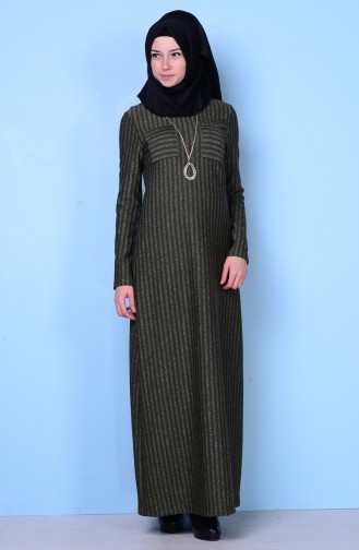 Khaki Hijab Dress 4079-03