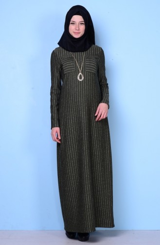 Khaki Hijab Dress 4079-03