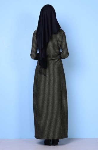 Kleid mit Halskete 4079-03 Khaki Grün 4079-03