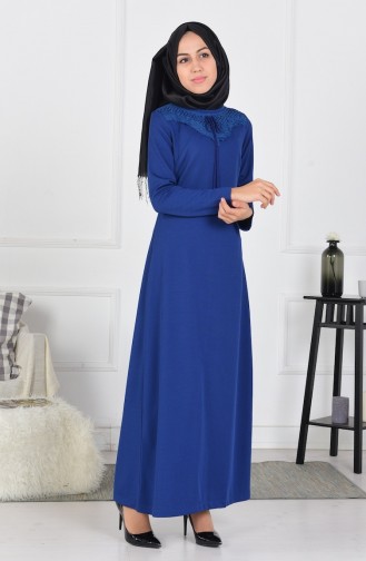 Sefamerve Örme Krep Elbise 4061-06 İndigo