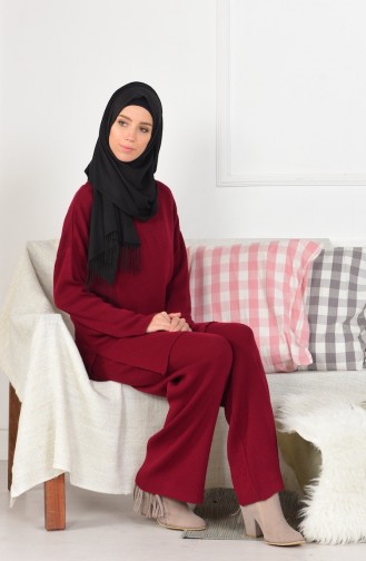 Triko Pantolon İkili Takım 3832-06 Bordo 3832-06