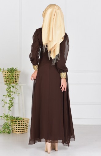 Black Coffee Hijab Evening Dress 2398-14
