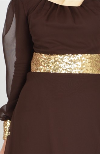 Black Coffee Hijab Evening Dress 2398-14