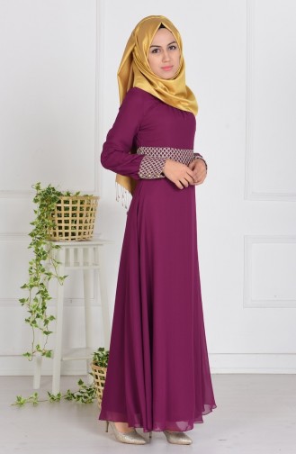 Plum Hijab Dress 2446-14