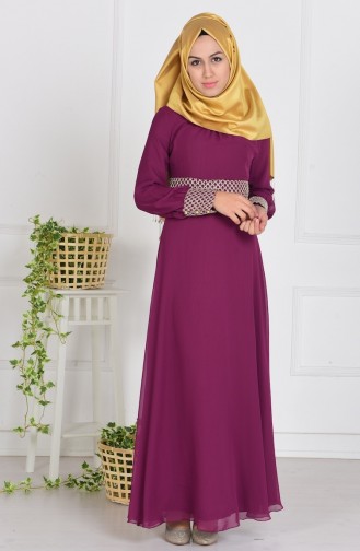 Plum Hijab Dress 2446-14