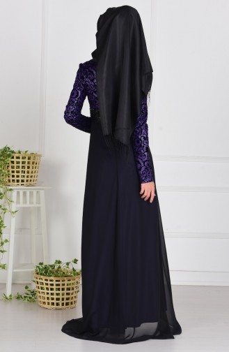 Purple Hijab Evening Dress 1017-02