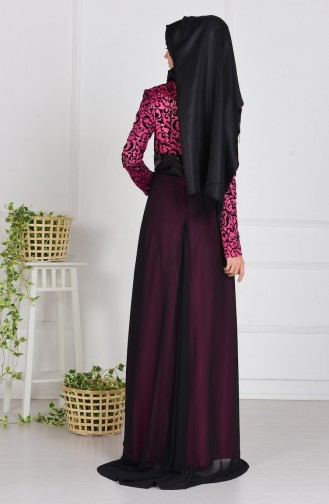 Fuchsia Hijab-Abendkleider 1017-04