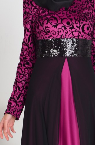 Lilac Hijab Evening Dress 1017-05