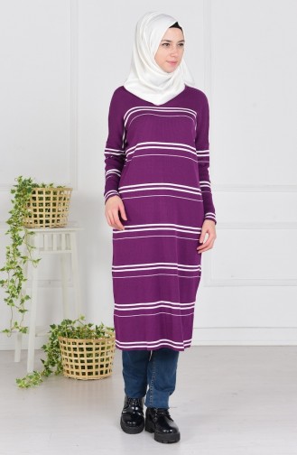 Pull Tricot a Rayure 3850-03 Pourpre 3850-03
