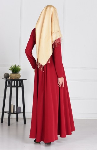 Claret Red Hijab Dress 4055-14