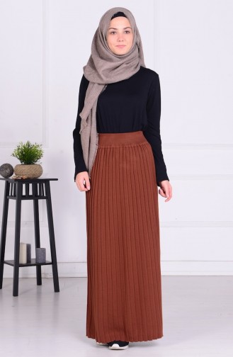 Triko Pileli Etek 3844-02 Taba