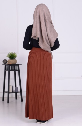 Triko Pileli Etek 3844-02 Taba