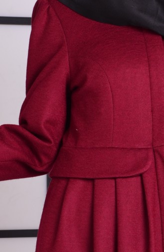 معطف طويل أحمر كلاريت 1606-04