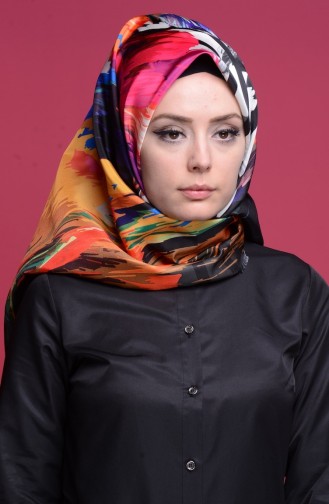 Dijital Tafta Eşarp 6013-09 Siyah Gri