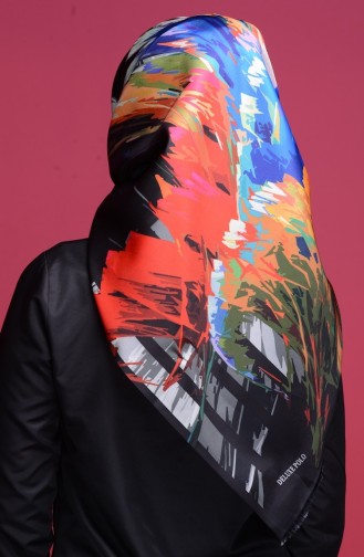 Dijital Tafta Eşarp 6013-09 Siyah Gri