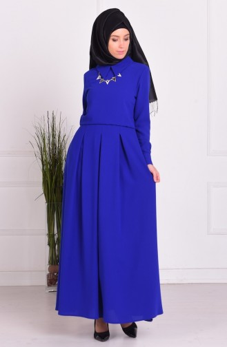 Saks-Blau Hijab Kleider 6574-02