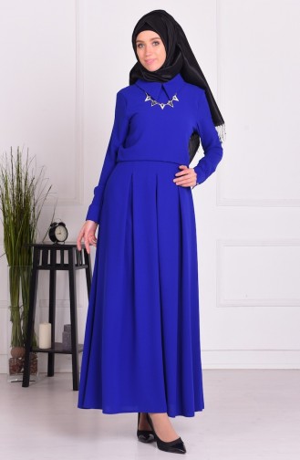 Saks-Blau Hijab Kleider 6574-02