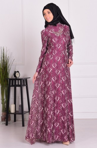 Plum Hijab Dress 9141-02