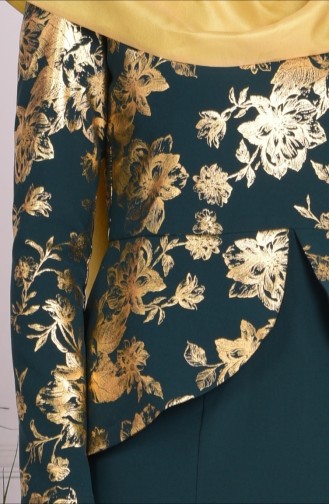 Emerald Green Hijab Evening Dress 1057-05