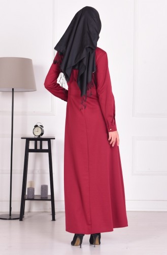 Claret Red Hijab Dress 7228-02