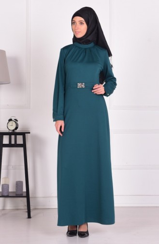Smaragdgrün Hijab Kleider 7228-03