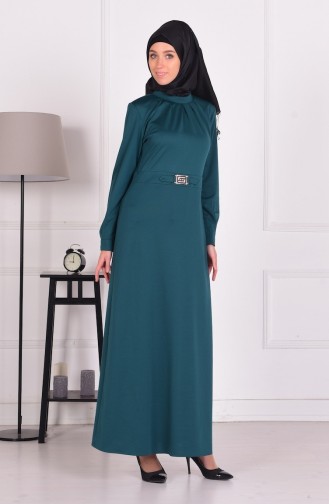 Emerald Green Hijab Dress 7228-03