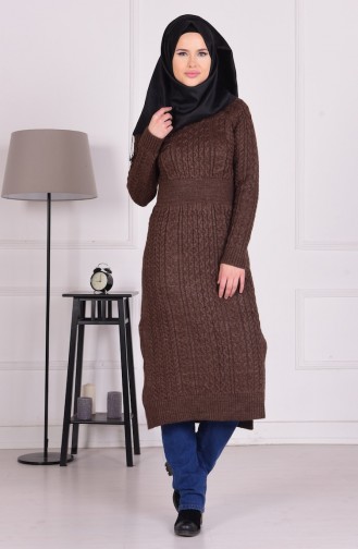 Brown Hijab Dress 9006-03