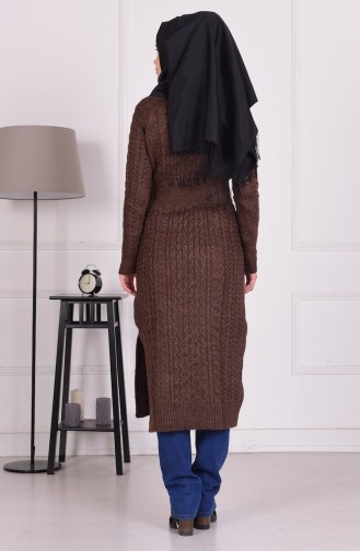 Triko Elbise 9006-03 Kahverengi