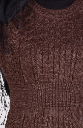 Triko Elbise 9006-03 Kahverengi