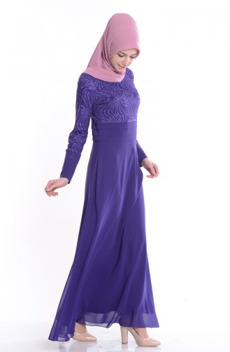 Purple Hijab Evening Dress 2798-01