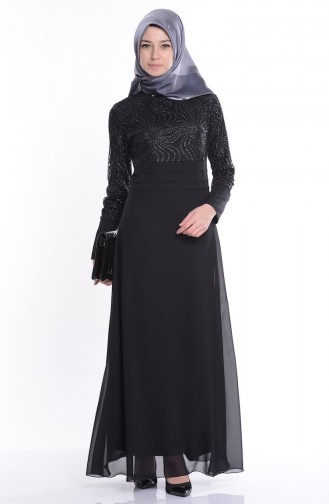 Schwarz Hijab-Abendkleider 2798-03