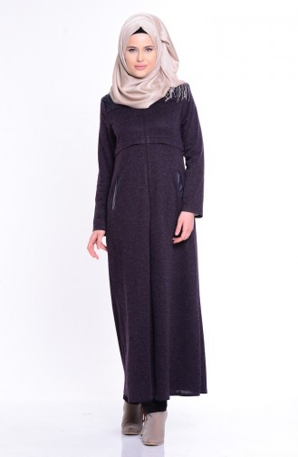 Abaya Coupe Laser  0488-01 Pourpre Foncé 0488-01