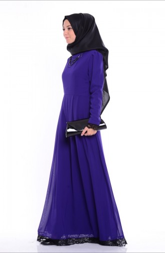 Dark Purple Hijab Dress 2540-11