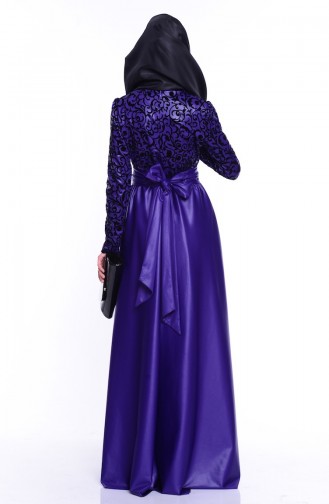 Purple Hijab Evening Dress 1042-09