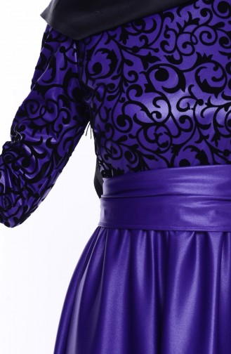 Purple Hijab Evening Dress 1042-09