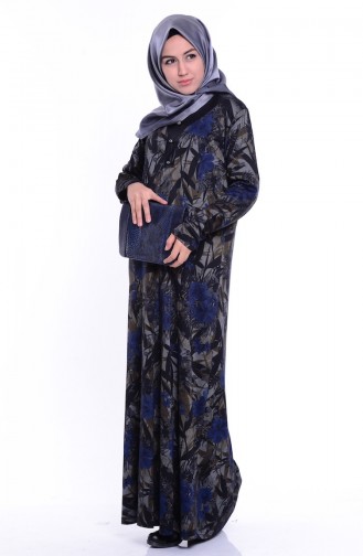 Navy Blue Hijab Dress 0900-02
