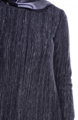 Çizgili Çelik Elbise 2631-02 Siyah