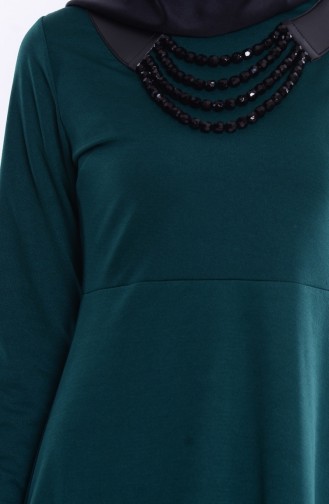 Kolye Detaylı Elbise 2010-10 Zümrüt Yeşil