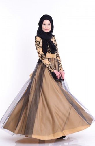Black Hijab Evening Dress 1087-02