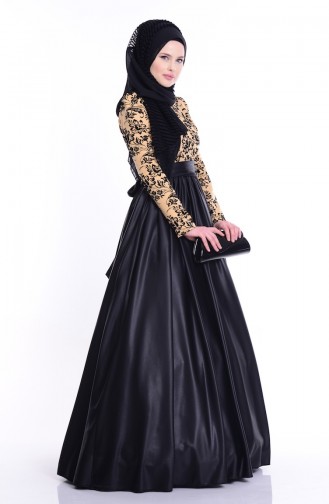 Black Hijab Evening Dress 1088-01