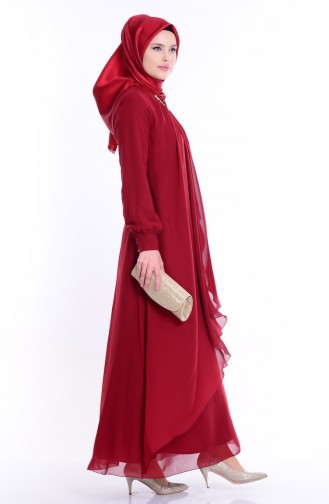 Claret Red Hijab Dress 52547-02