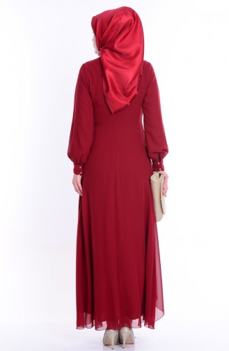 فستان مع قلادة لون خمري  52547-02