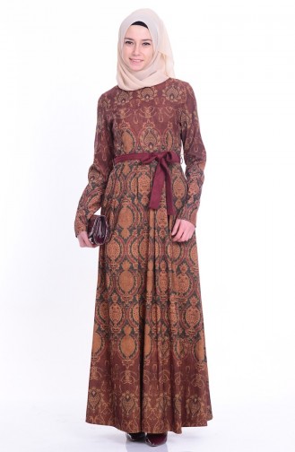 Braun Hijab Kleider 8057-02